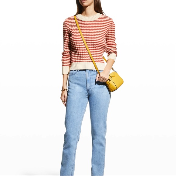 The GREAT. Mini Striped Shrunken Pullover *Scarlet Stripe* - Picture 3 of 12